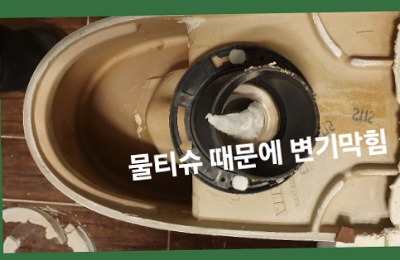 변기탈거후 물티슈 제거