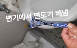 변기막힘 면도기 빼냄