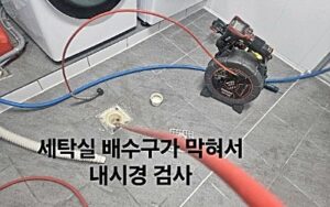 세탁실 배수구 막혀 내시경 검사