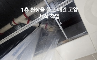 1층 천장 뜯고 고압세척 작업