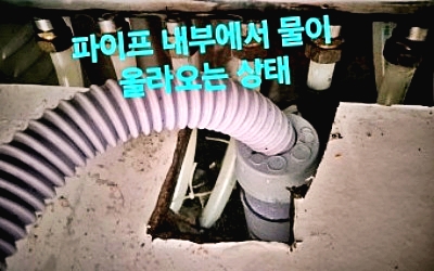 파이프 내부에서 물이 올라오는 상태