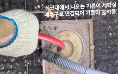 싱크대에서 나오는 기름이 세탁실 배수구에서 역류