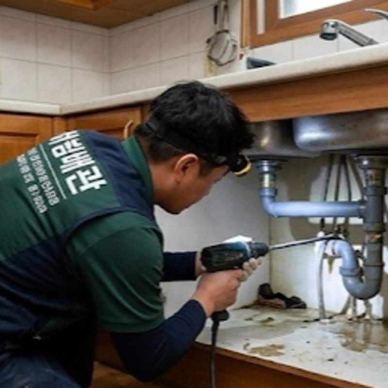 clogged sink3 하수구고압세척을 통한 배관 세척 복원